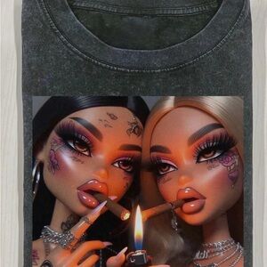 Artistic Bratz Dolls Makeup Print Graphic T-Shirt